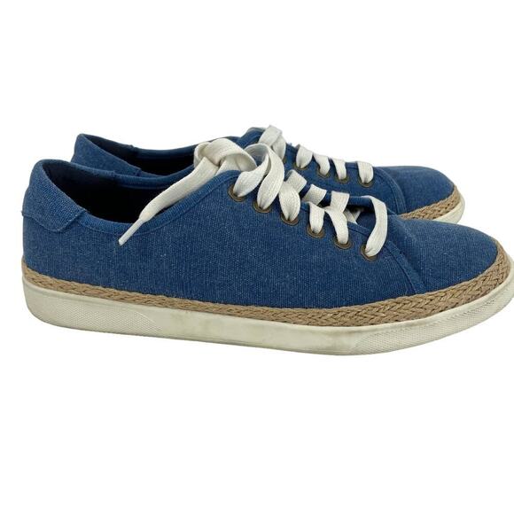 Vionic Hattie Espadrille Sneakers Size 8 Denim Blue Lace Up Arch Support Comfort - Picture 1 of 8